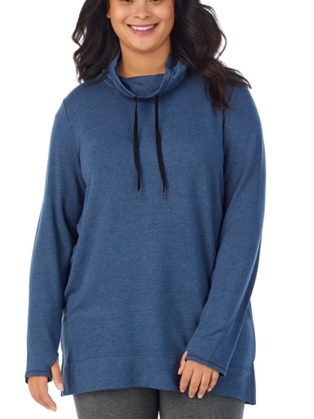 Cuddl duds Ultra Cozy Long Sleeve Cowl Neck Tunic xs blue